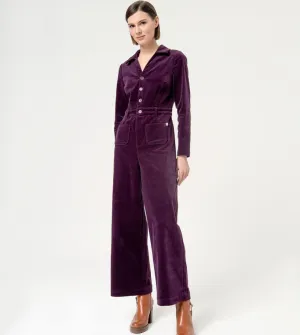 564SEMO821 Purple Corduroy Jumpsuit