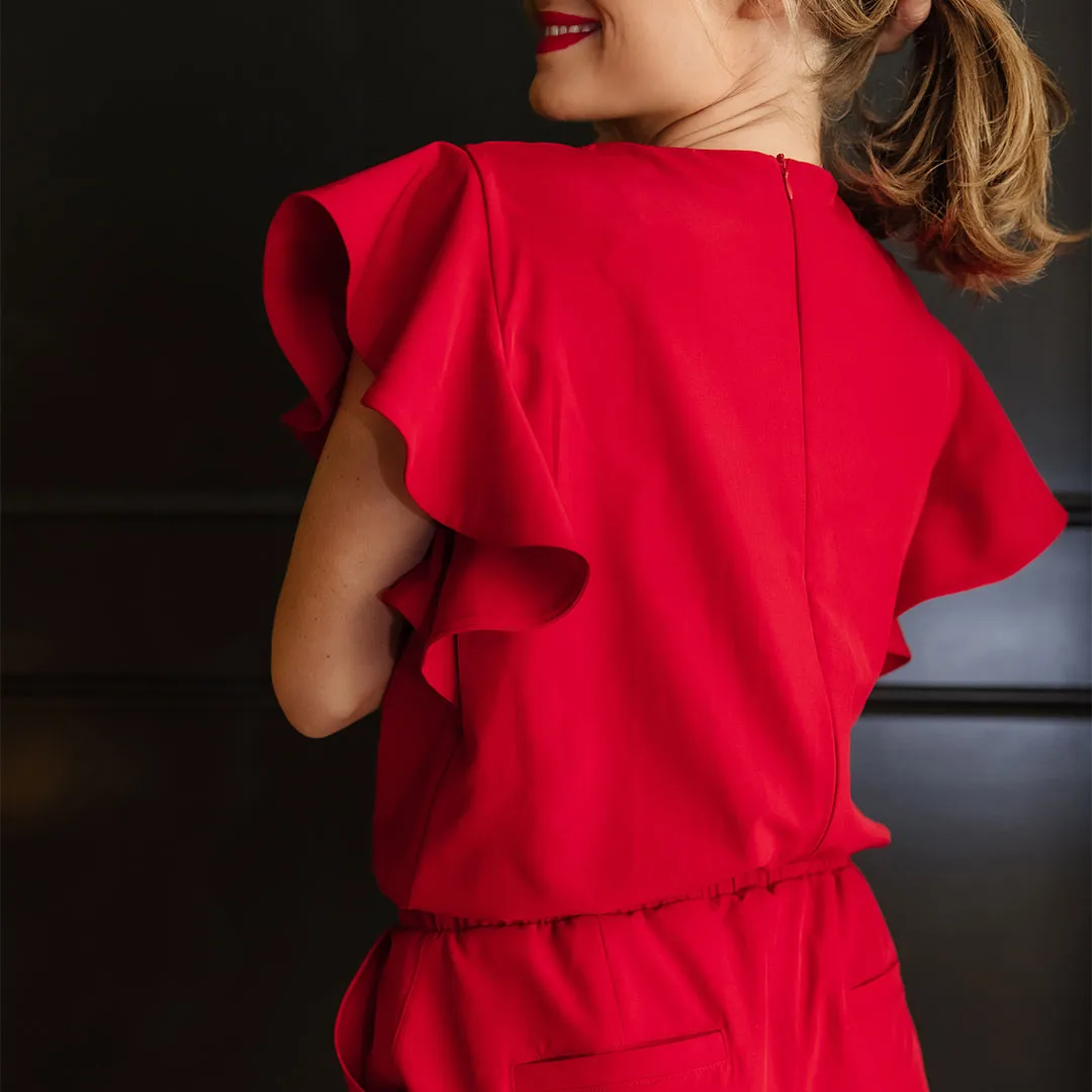 9 to 9 Jumpsuit, Crimson