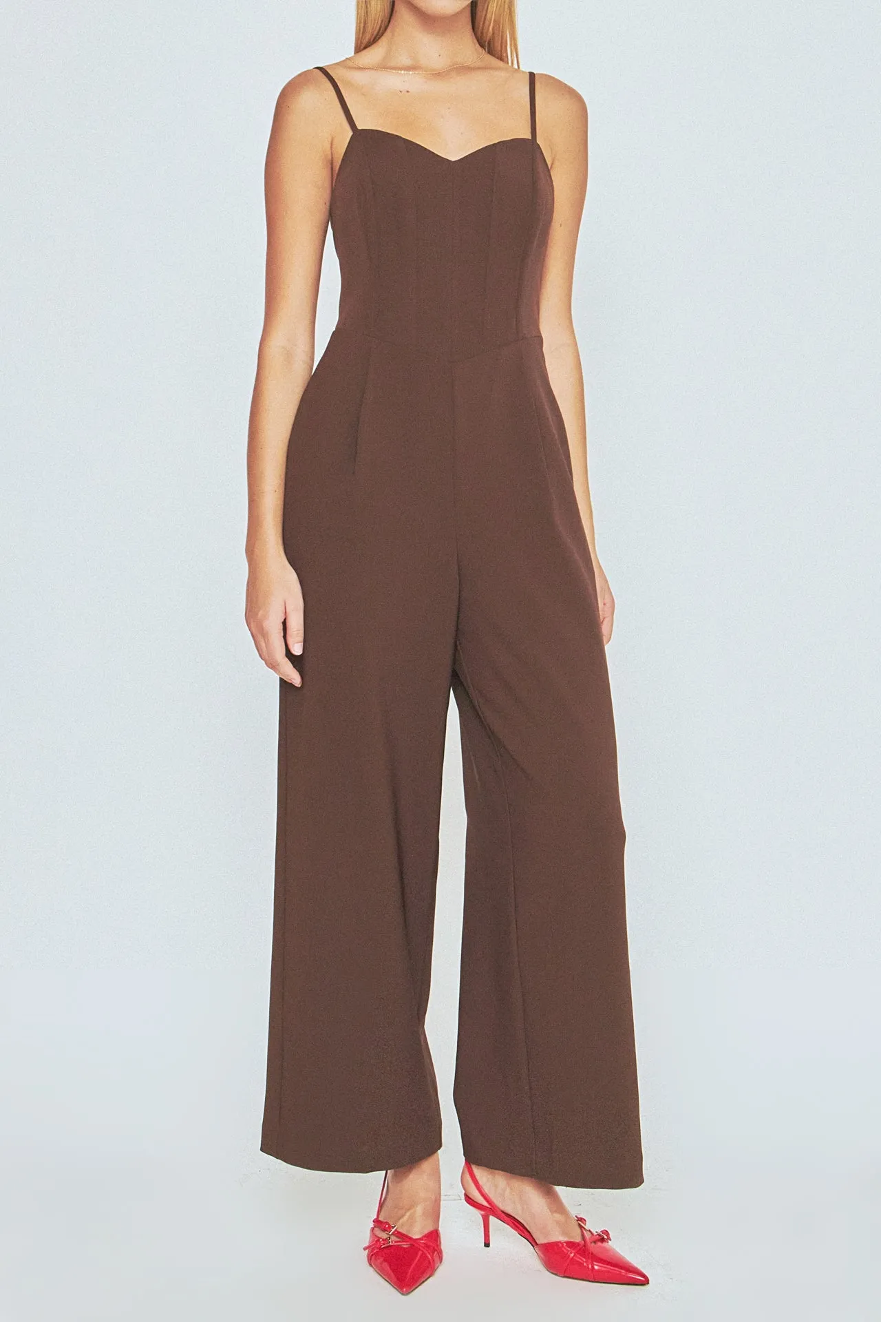 Adjustable Bustier Wide Leg Jumpsuit