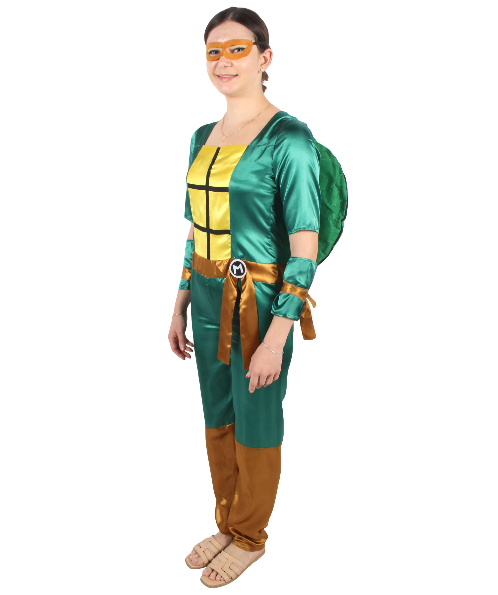 Adult Women's Comic Superhero Turtle Jumpsuit Costume Set | Suitable for Halloween | Flame-retardant Synthetic Fabric