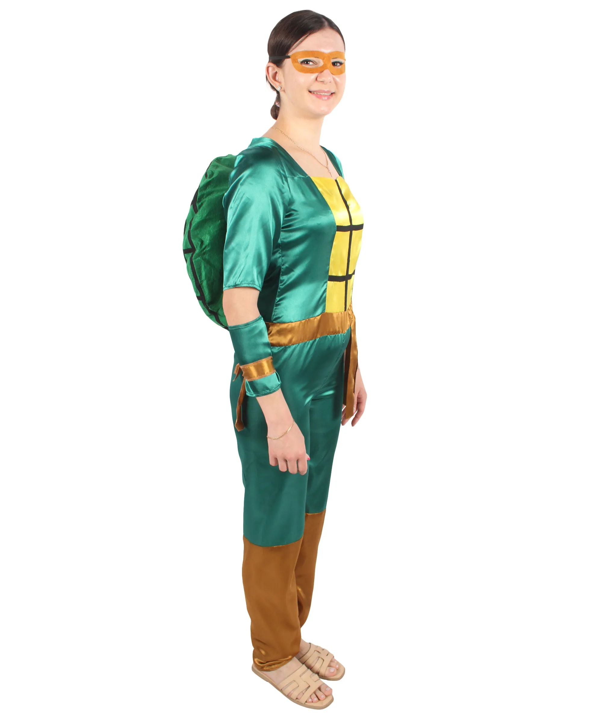 Adult Women's Comic Superhero Turtle Jumpsuit Costume Set | Suitable for Halloween | Flame-retardant Synthetic Fabric