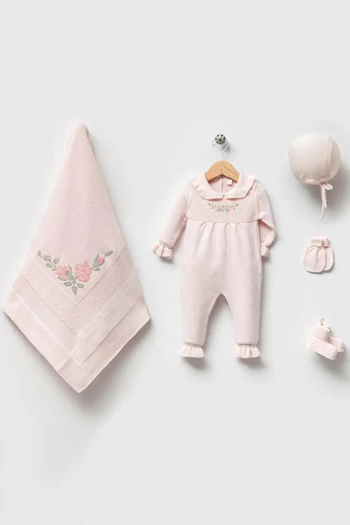 Alicia Pink Newborn Knitwear Coming Home Set (5 Pcs)