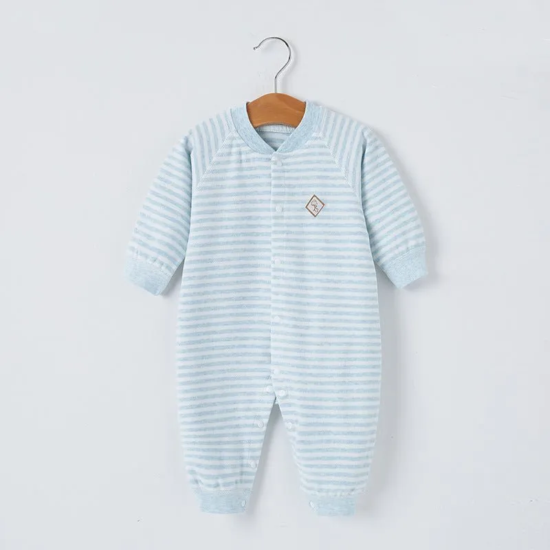 Baby's 100% Cotton Cozies Stripe Jumpsuit (4 Colors)