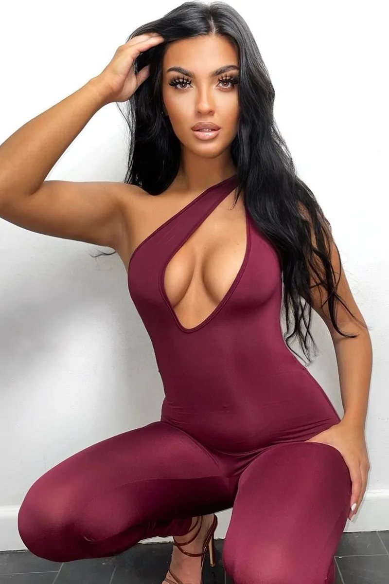 Berry Knot Strap Slinky Jumpsuit - Imani