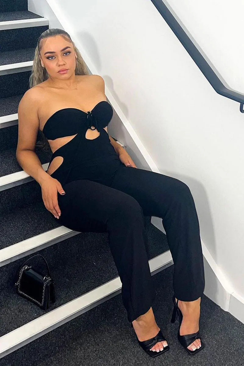 Black Bandeau Cut Out Jumpsuit - Evra