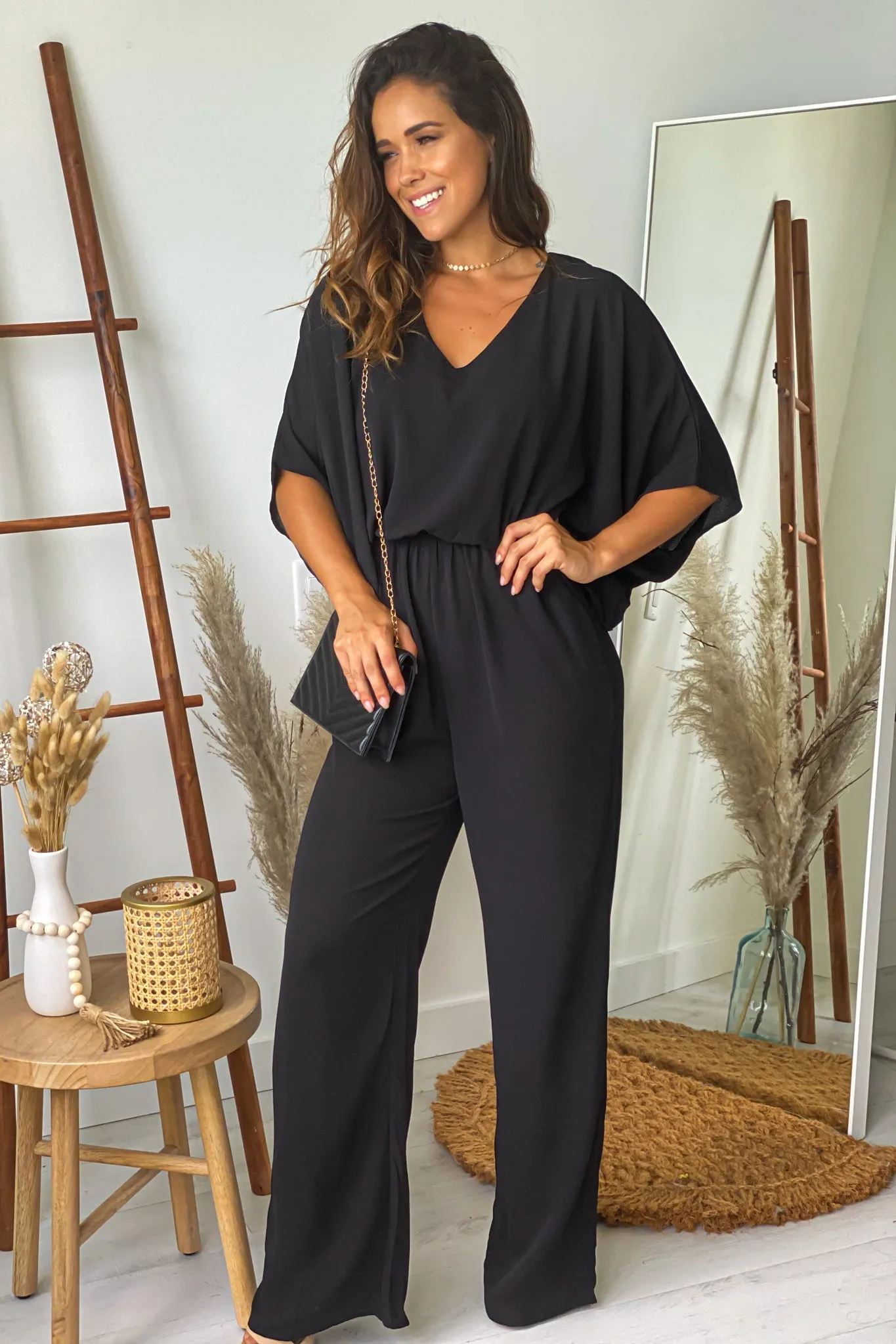 Black Jumpsuit With Dolman Sleeves