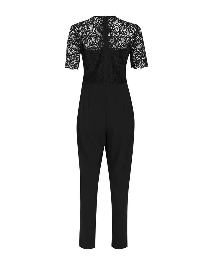 Black Lace Sleeve Jumpsuit