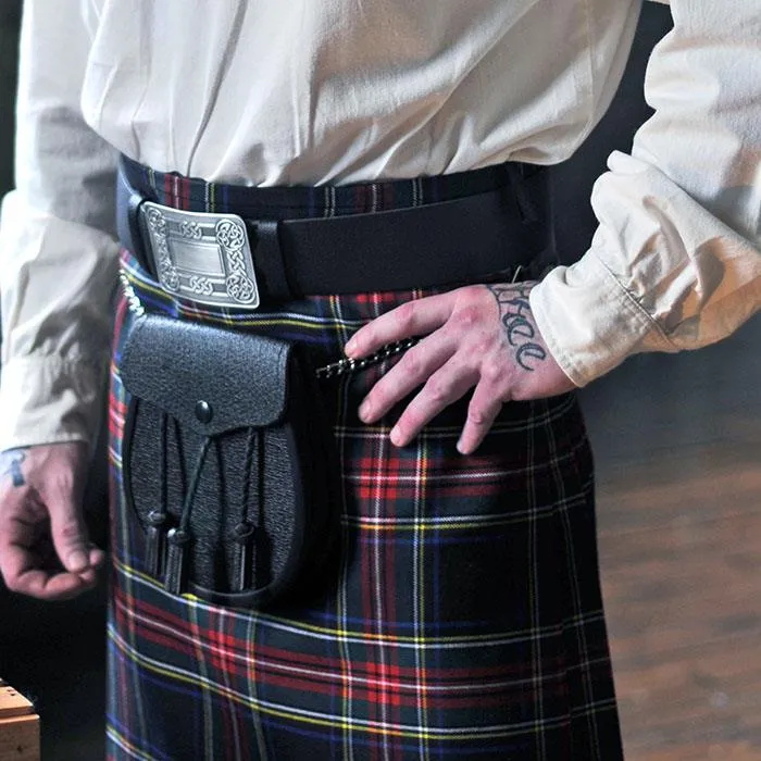 Black Leather Kilt Belt