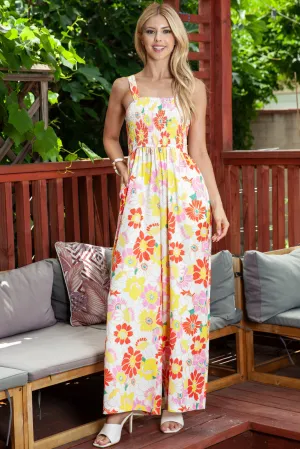 Boho Retro Floral Wide Leg Jumpsuit