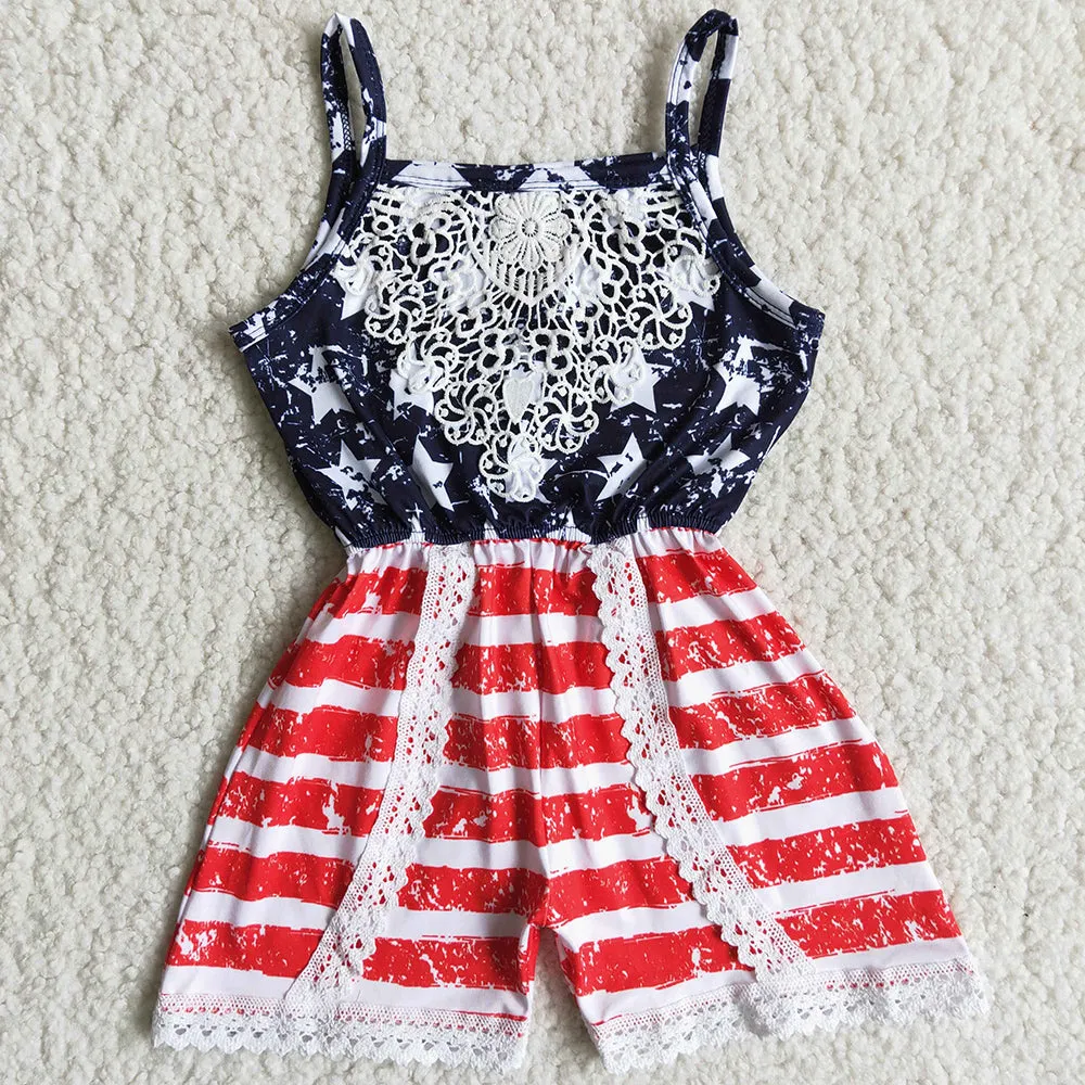 Boutique Baby Girls Jumpsuit July 4th Kids Baby Girls Suspender Jumpsuit C6-10