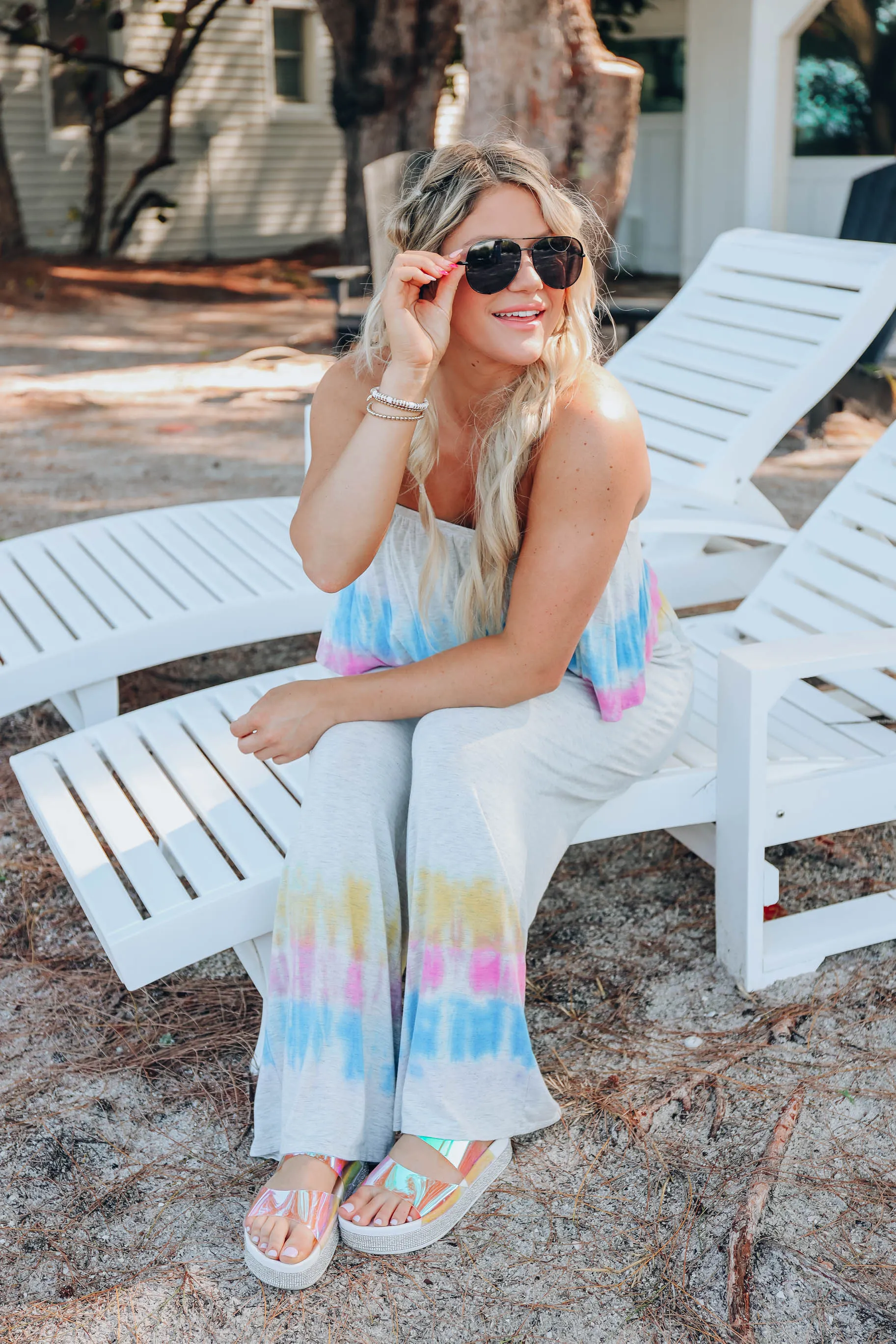 Breezy Tie Die Sleeveless Jumpsuit