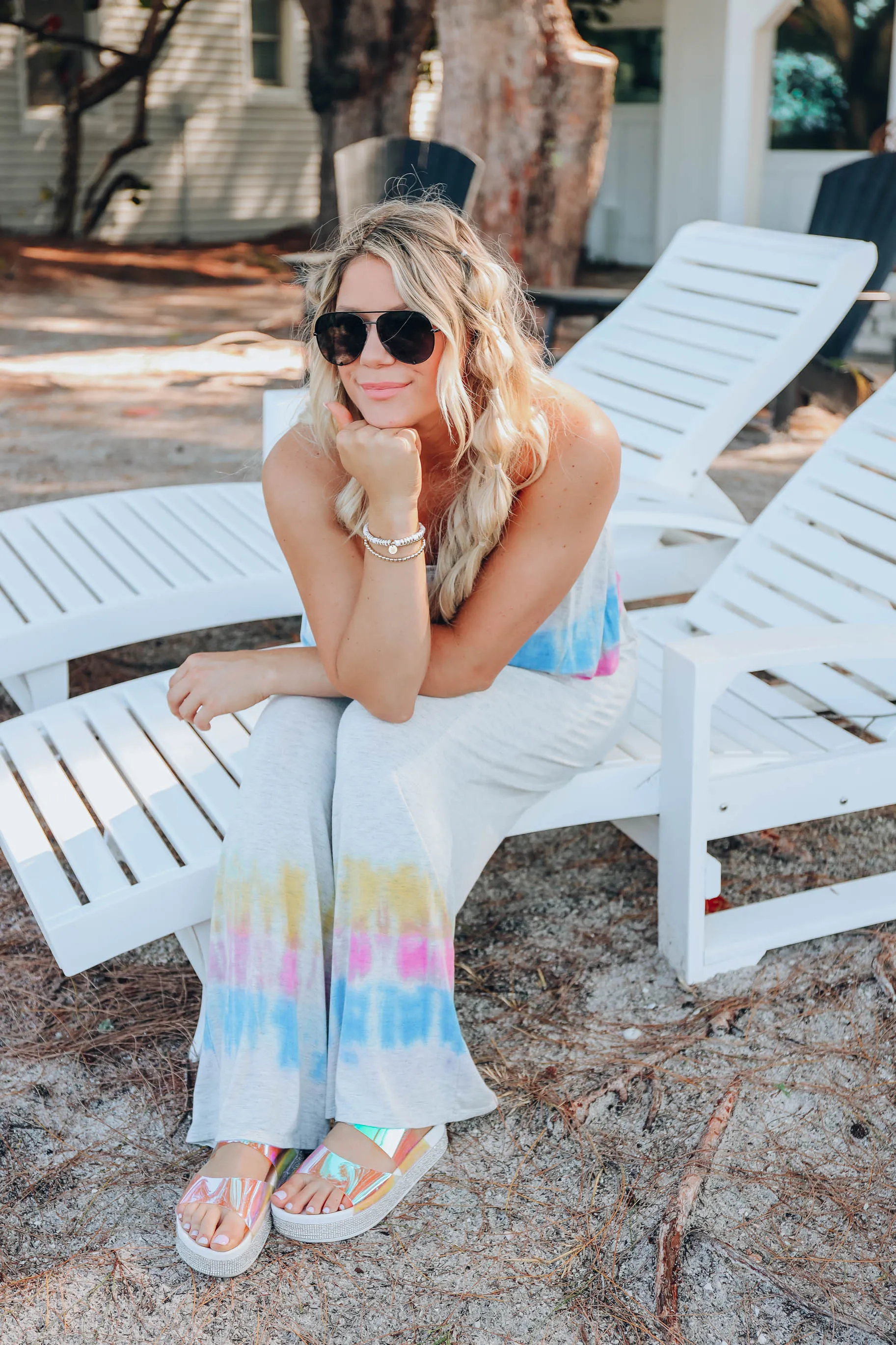 Breezy Tie Die Sleeveless Jumpsuit