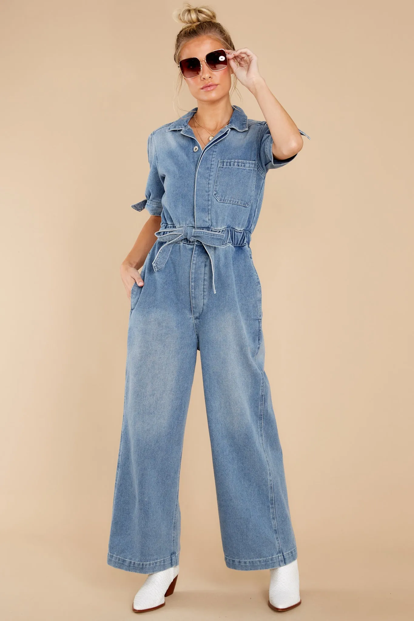 Broad Street Strolls Denim Jumpsuit