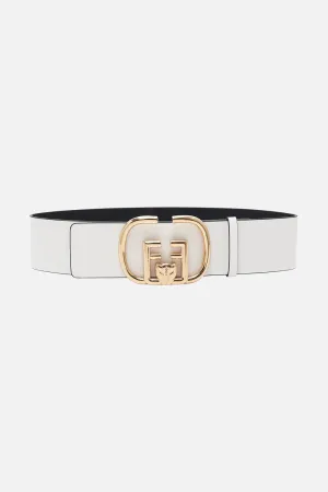 CAMILLA REVERSIBLE BUCKLE BELT IN SOLID WHITE / BLACK