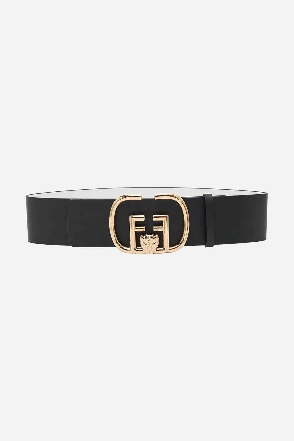 CAMILLA REVERSIBLE BUCKLE BELT IN SOLID WHITE / BLACK