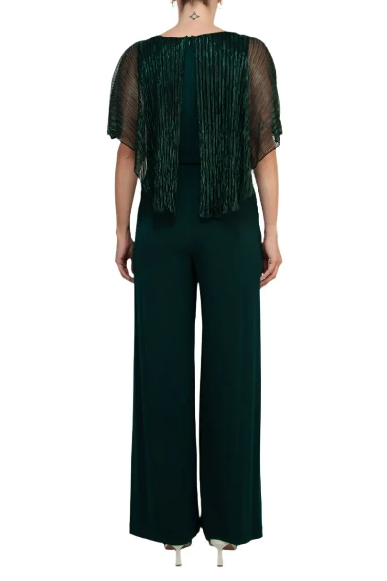 Connected Apparel Metallic Overlay Jumpsuit