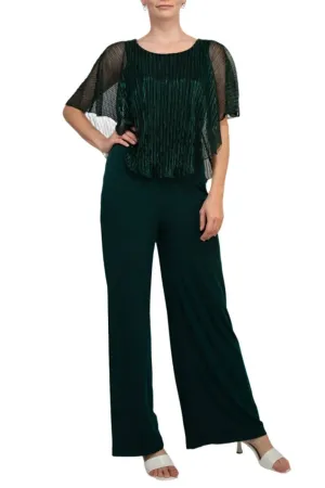 Connected Apparel Metallic Overlay Jumpsuit