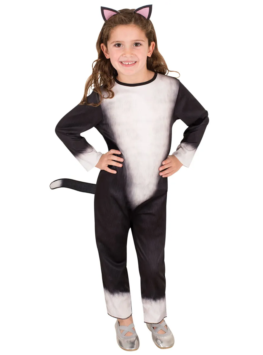 Cool Cat Black And White Girls Jumpsuit Costume