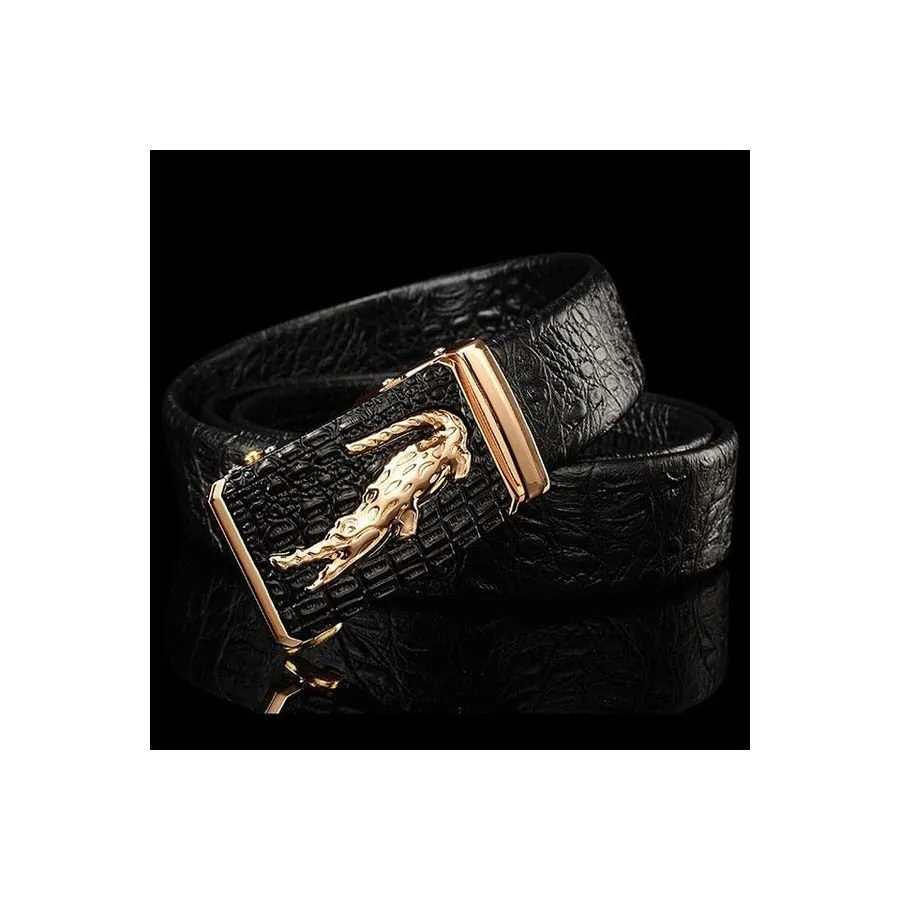 CrocTex Exotic Croc Pattern Leather Wide Belt