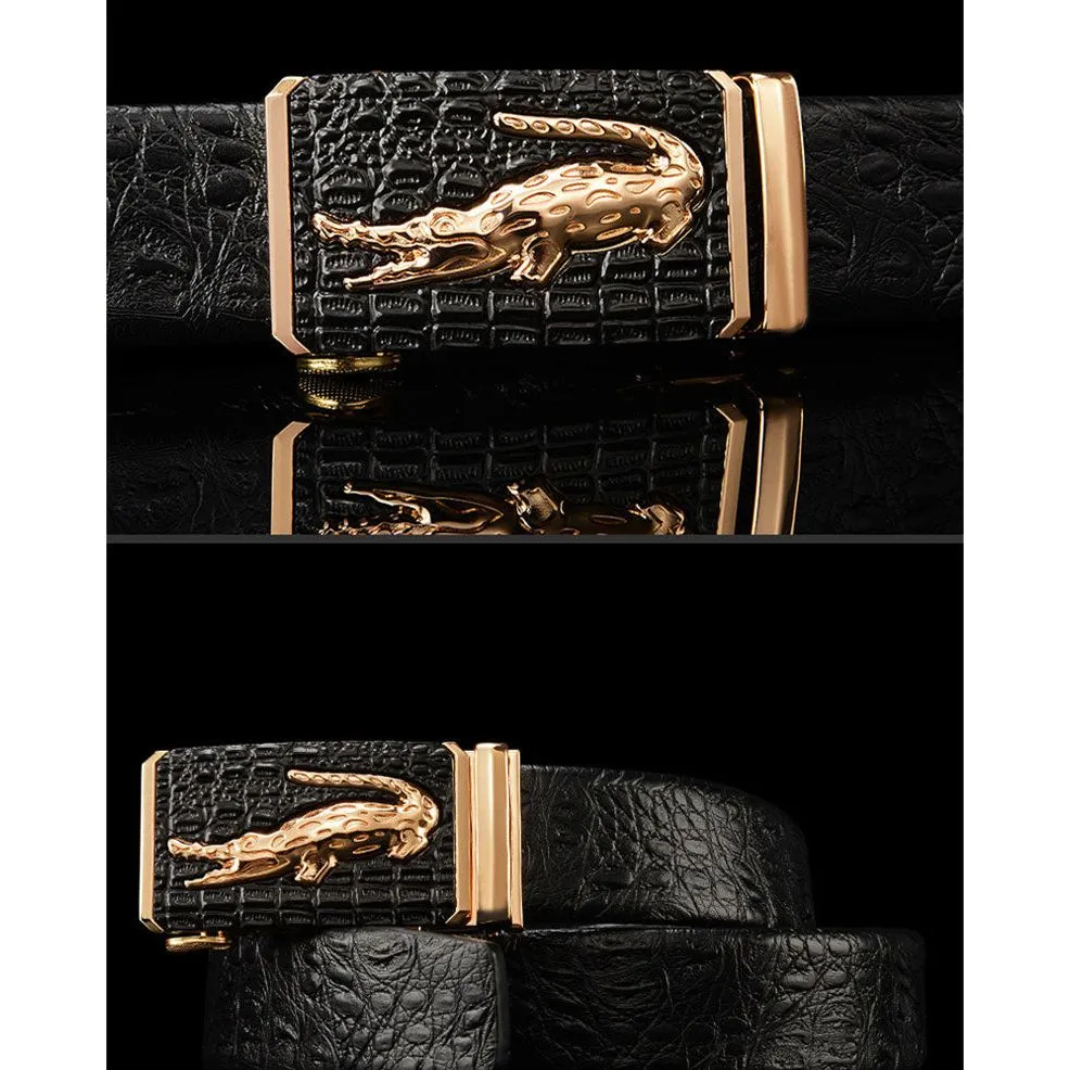 CrocTex Exotic Croc Pattern Leather Wide Belt