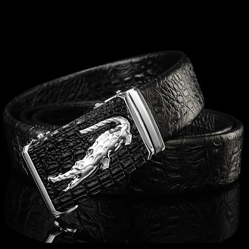 CrocTex Exotic Croc Pattern Leather Wide Belt