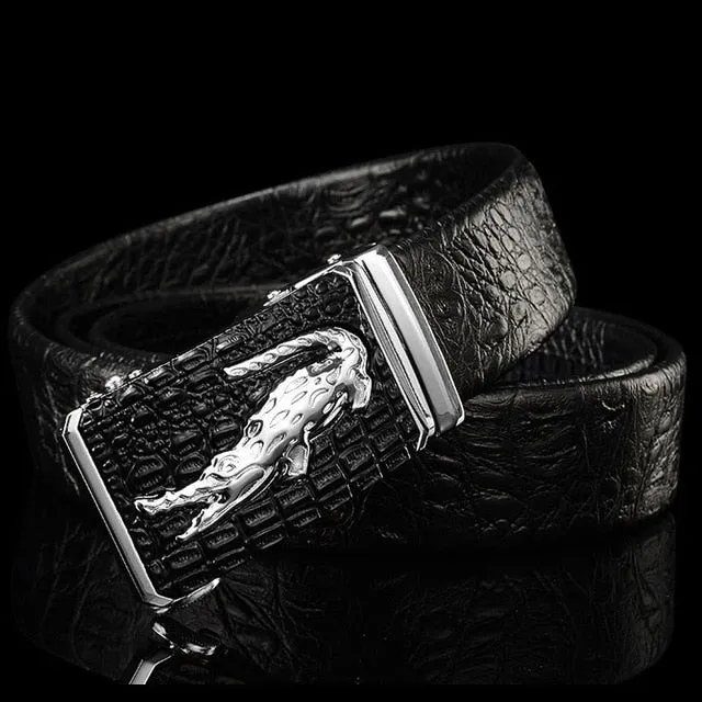 CrocTex Exotic Croc Pattern Leather Wide Belt