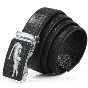 CrocTex Exotic Croc Pattern Leather Wide Belt