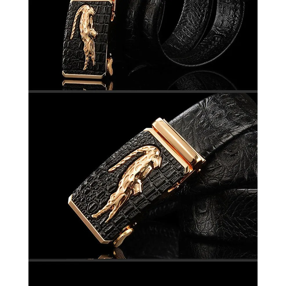 CrocTex Exotic Croc Pattern Leather Wide Belt