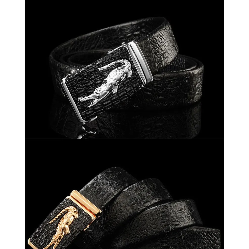 CrocTex Exotic Croc Pattern Leather Wide Belt