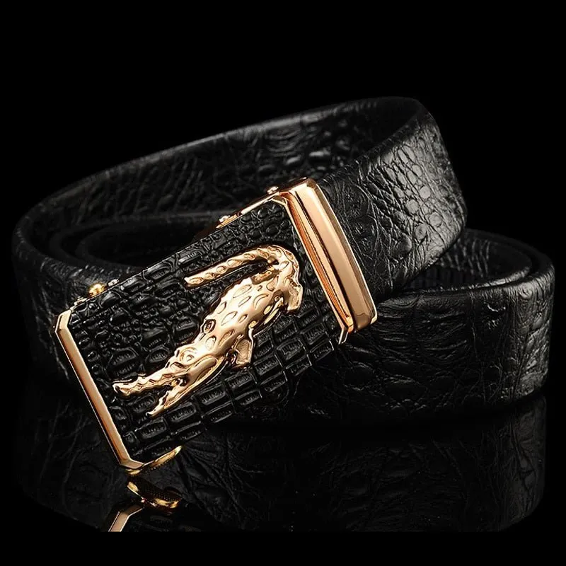 CrocTex Exotic Croc Pattern Leather Wide Belt