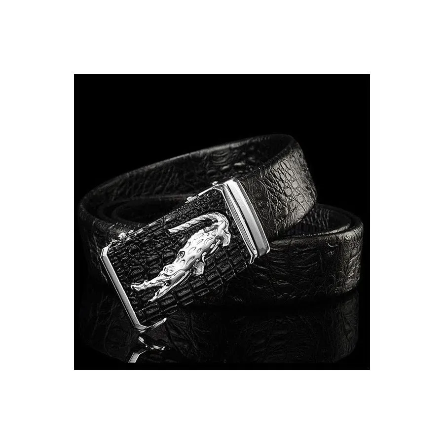 CrocTex Exotic Croc Pattern Leather Wide Belt