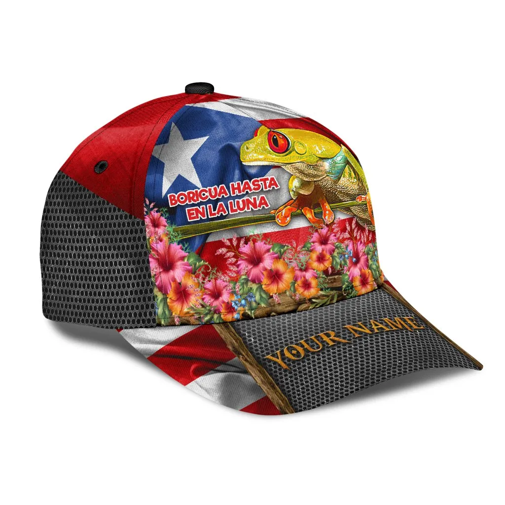 Custom Baseball Puerto Rico Cap Hat, Boricua Hasta En La Luna Cap Hat, Flower Puerto Rican Cap