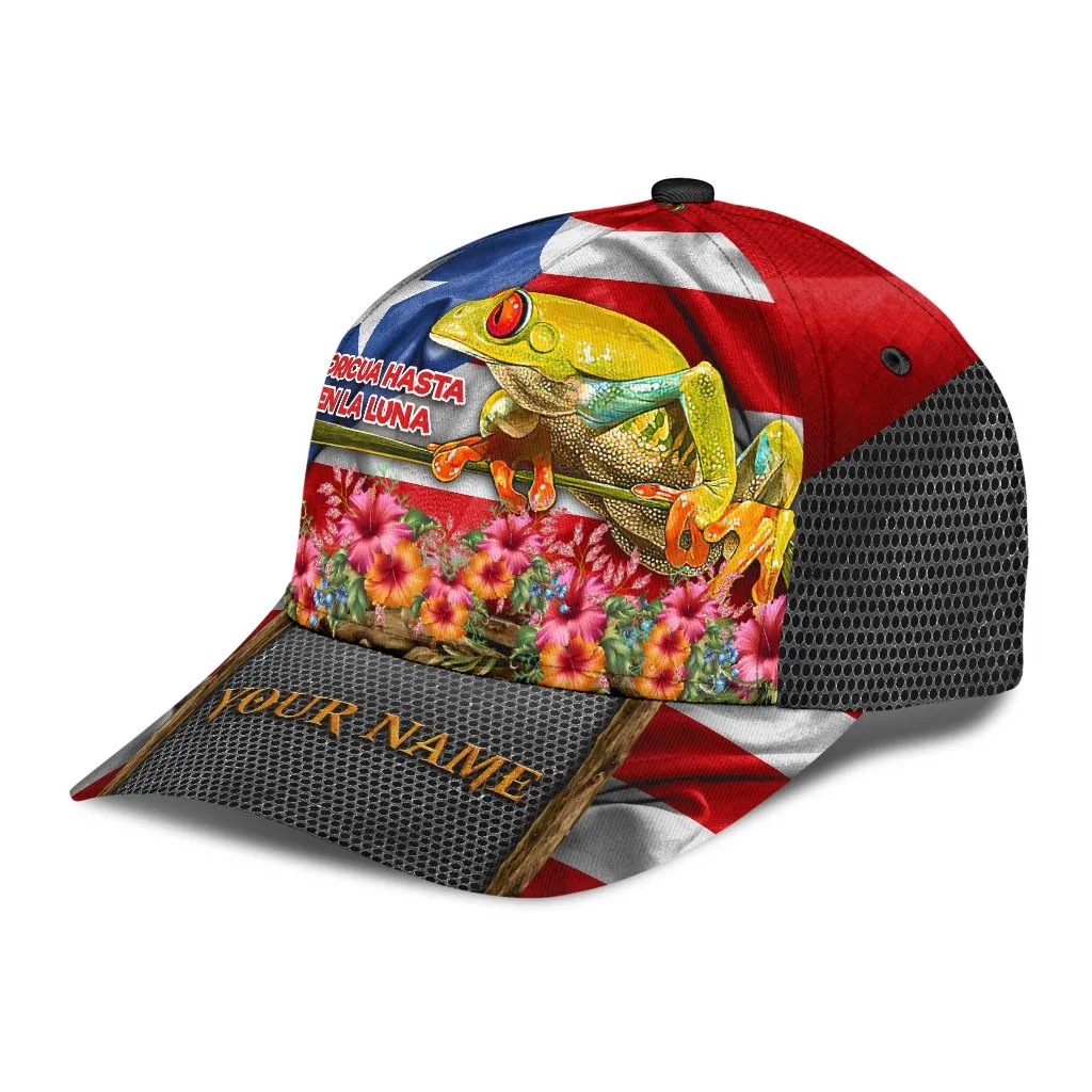 Custom Baseball Puerto Rico Cap Hat, Boricua Hasta En La Luna Cap Hat, Flower Puerto Rican Cap