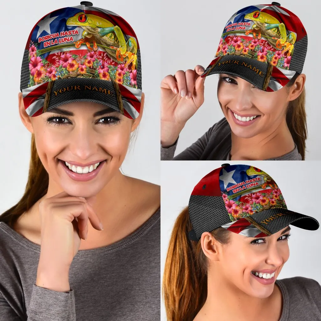 Custom Baseball Puerto Rico Cap Hat, Boricua Hasta En La Luna Cap Hat, Flower Puerto Rican Cap