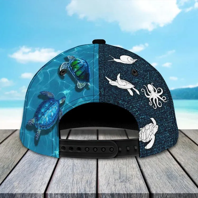 Customized Turtle Art Summer 3D Baseball Cap, Turtle Hat for Husband and Wife