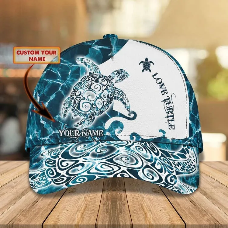 Customized Turtle Art Summer 3D Baseball Cap, Turtle Hat for Husband and Wife