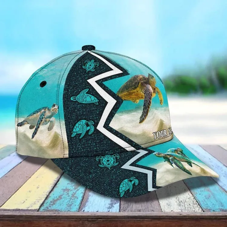 Customized Turtle Art Summer 3D Baseball Cap, Turtle Hat for Husband and Wife