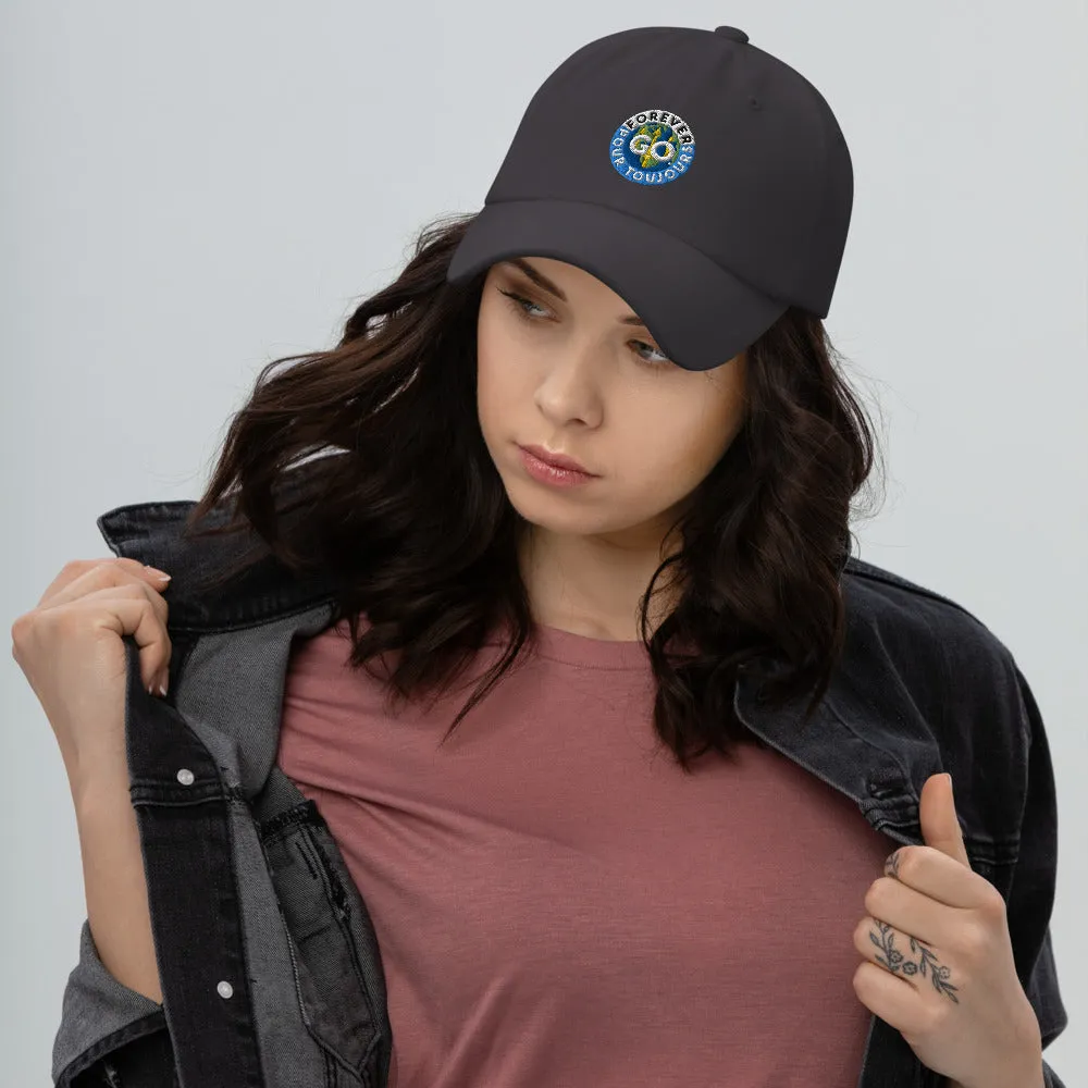 Dad hat  - Comfy Unisex hats with adjustable strap - Featuring Forever GO Embroidery Patch