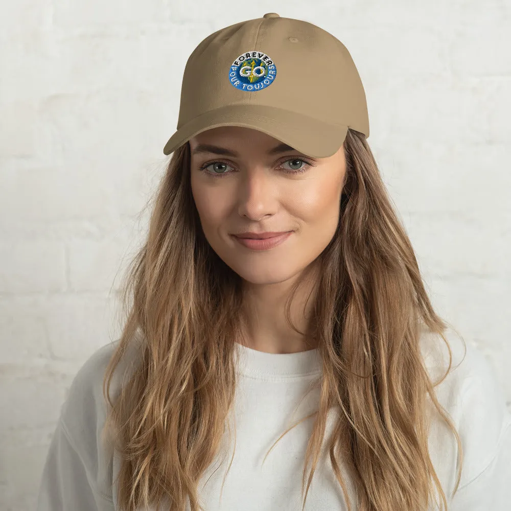 Dad hat  - Comfy Unisex hats with adjustable strap - Featuring Forever GO Embroidery Patch