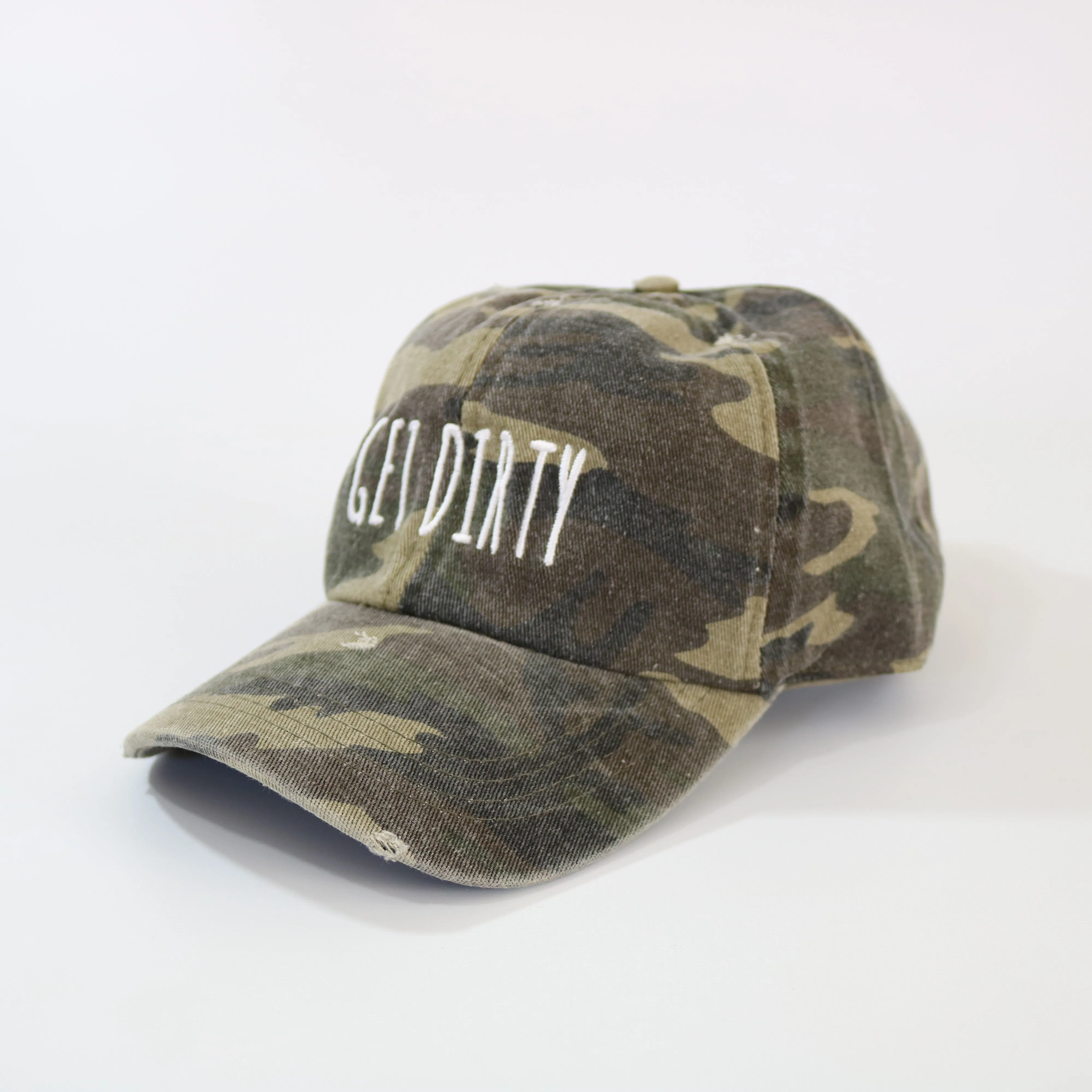 David and Young Camouflage Distressed Baseball Cap - GET DIRTY