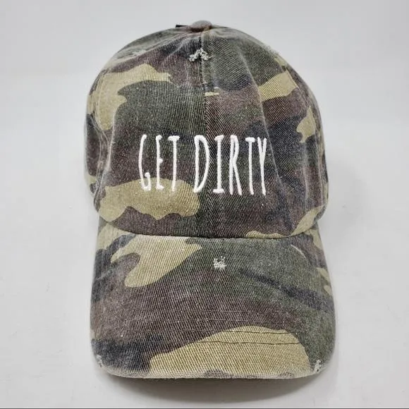 David and Young Camouflage Distressed Baseball Cap - GET DIRTY