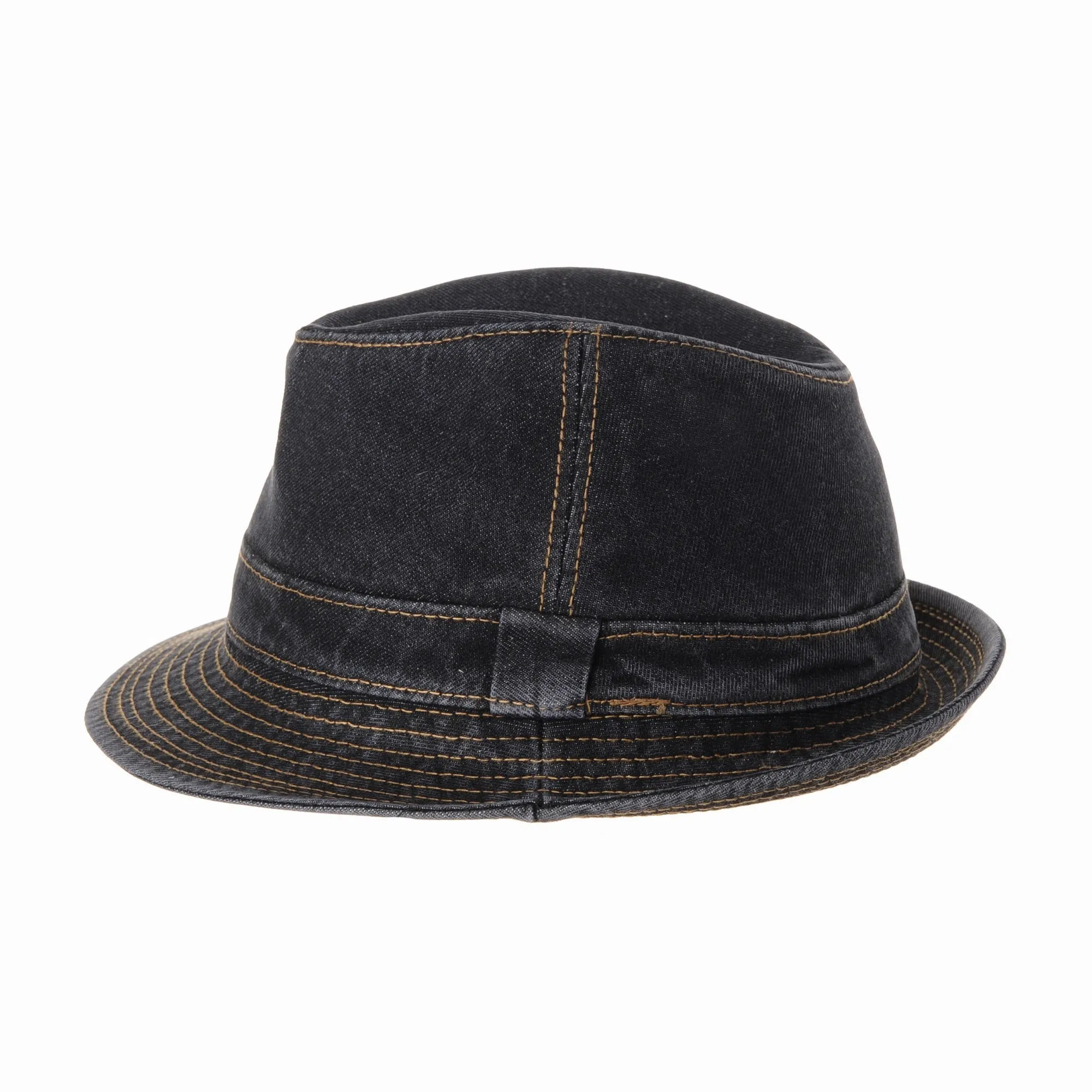 Denim Bucket Hat Plain Stitch Washed Short Brim Packable Fedora Cap DW6646