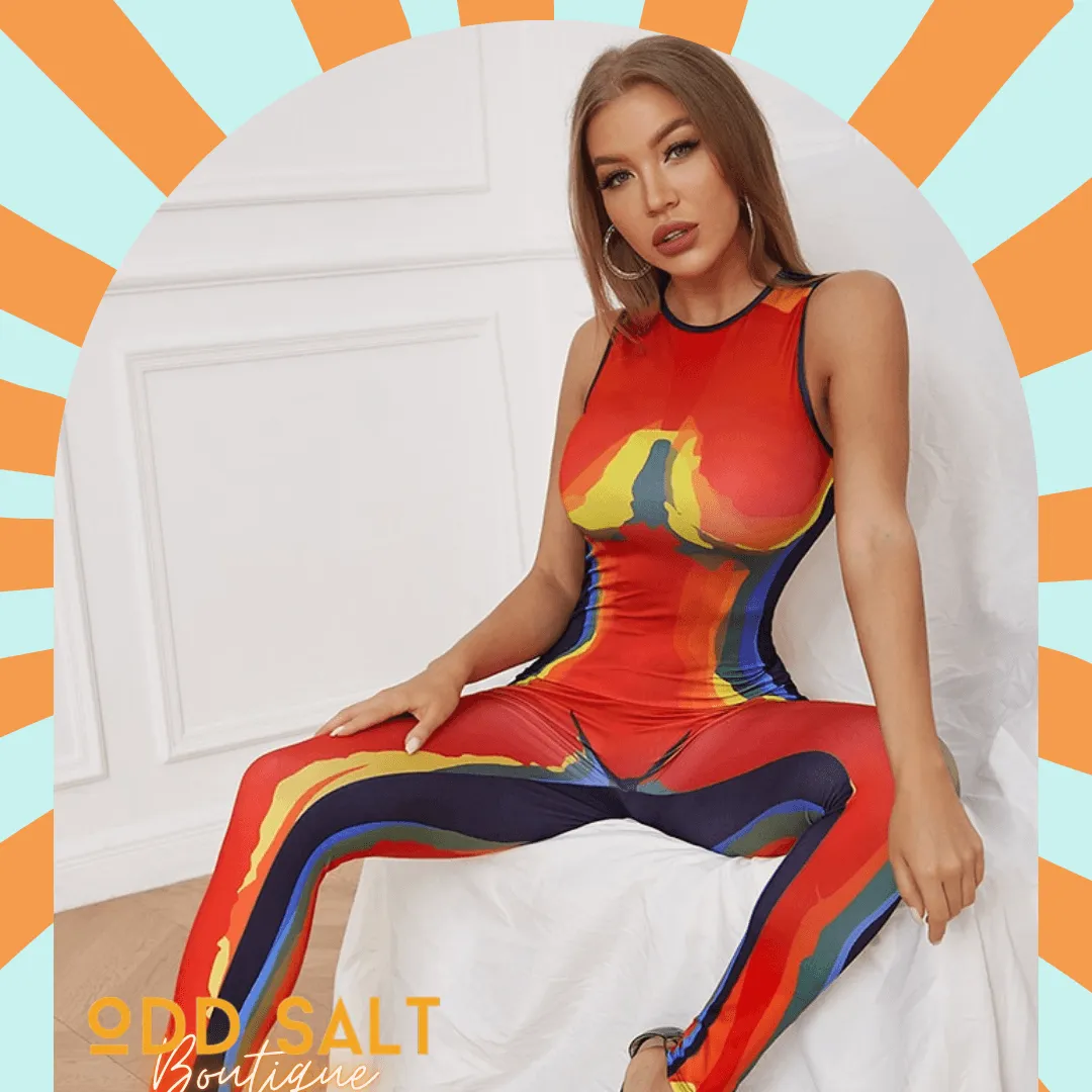 Electric Silhouette Body-con Jumpsuit