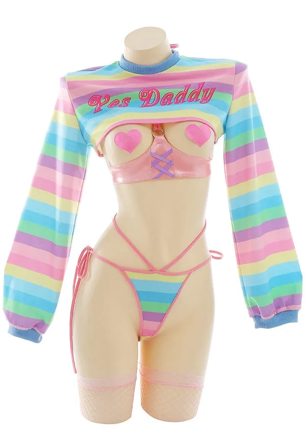 Gothic Yes Daddy Striped Set