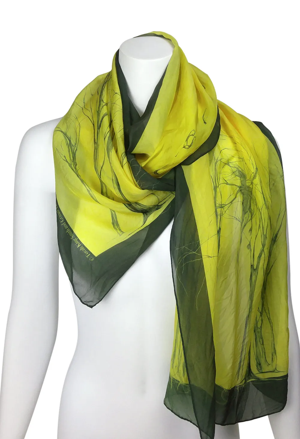 Égérie Muse Forest Border Silk Scarf Black on Light, more colours