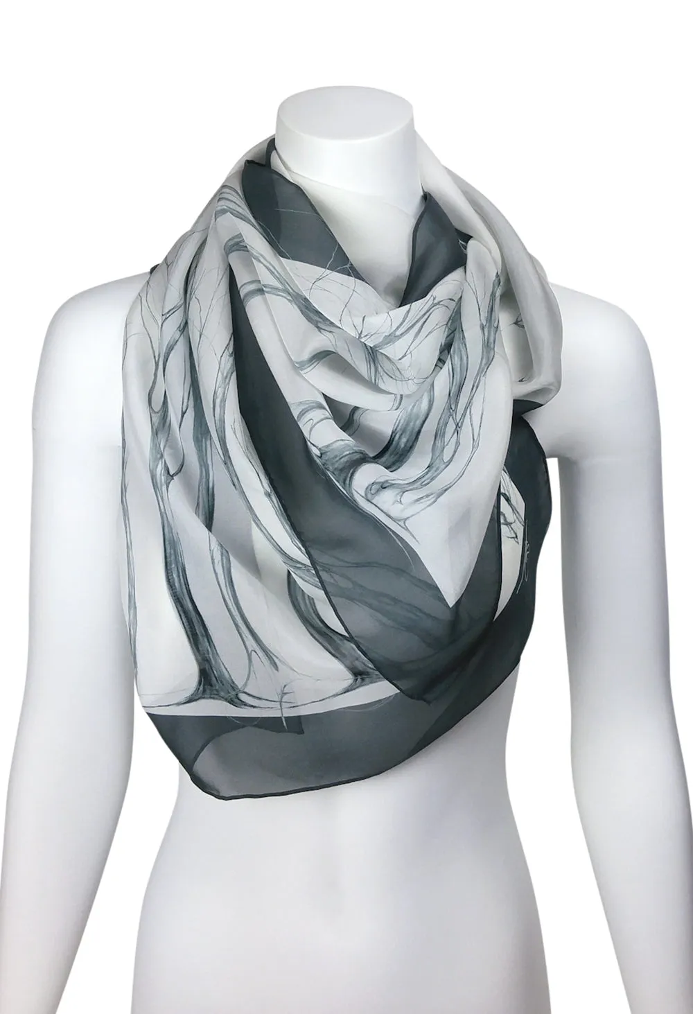 Égérie Muse Forest Border Silk Scarf Black on Light, more colours