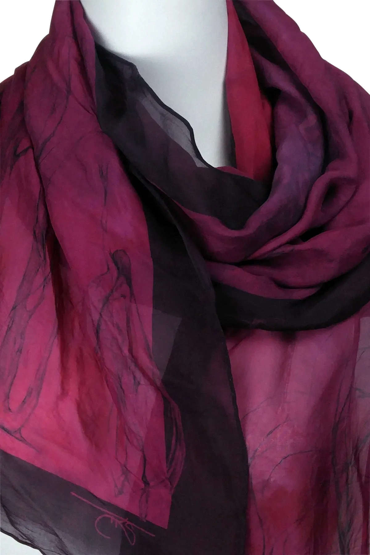 Égérie Muse Forest Border Silk Scarf Black on Light, more colours