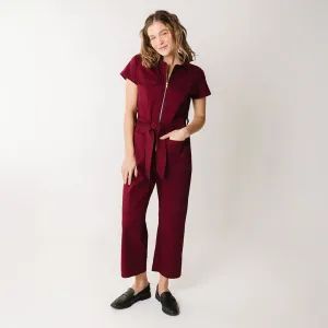 Hamptons Jumpsuit, Maroon Canvas