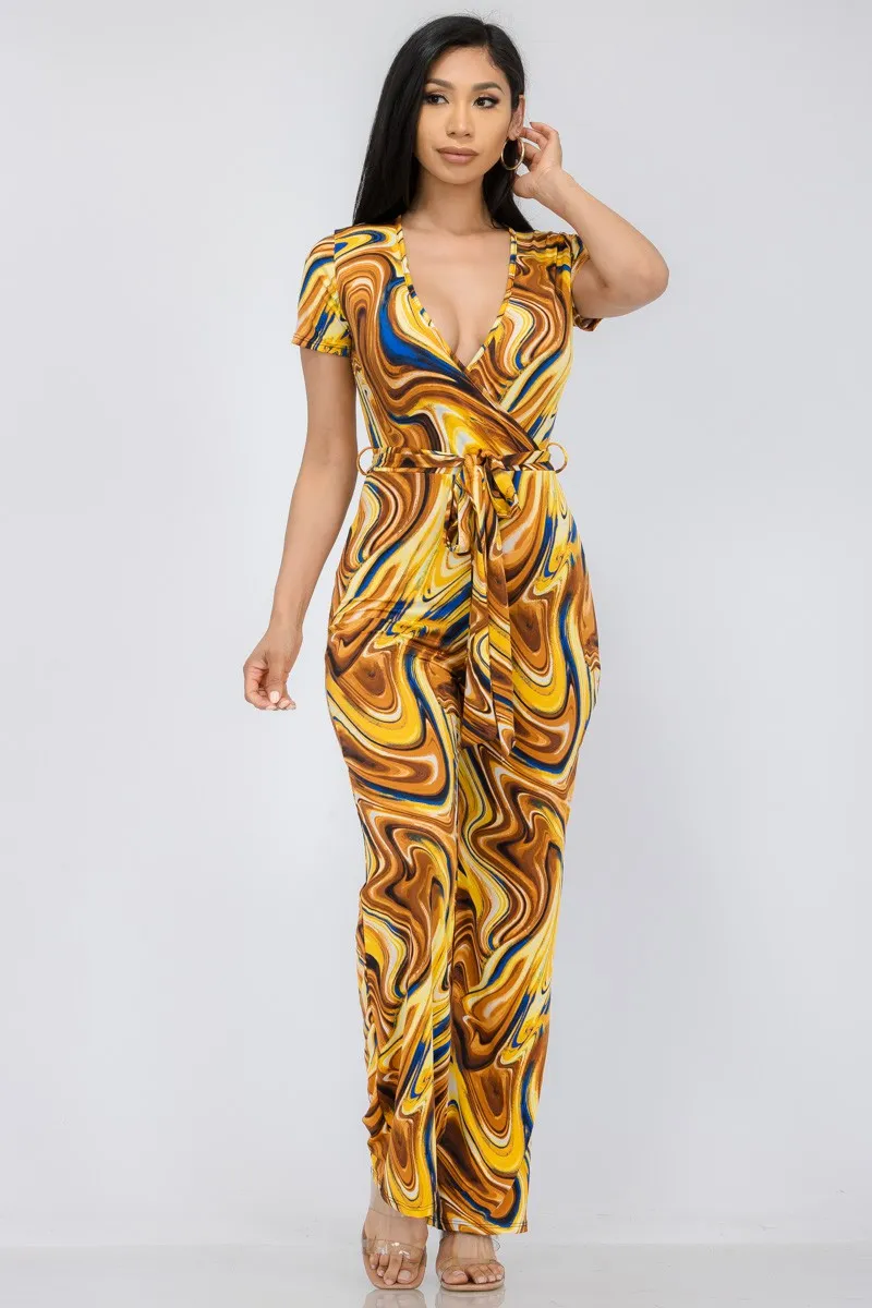 HH557R-MARB - WIDE LEG JUMPSUIT