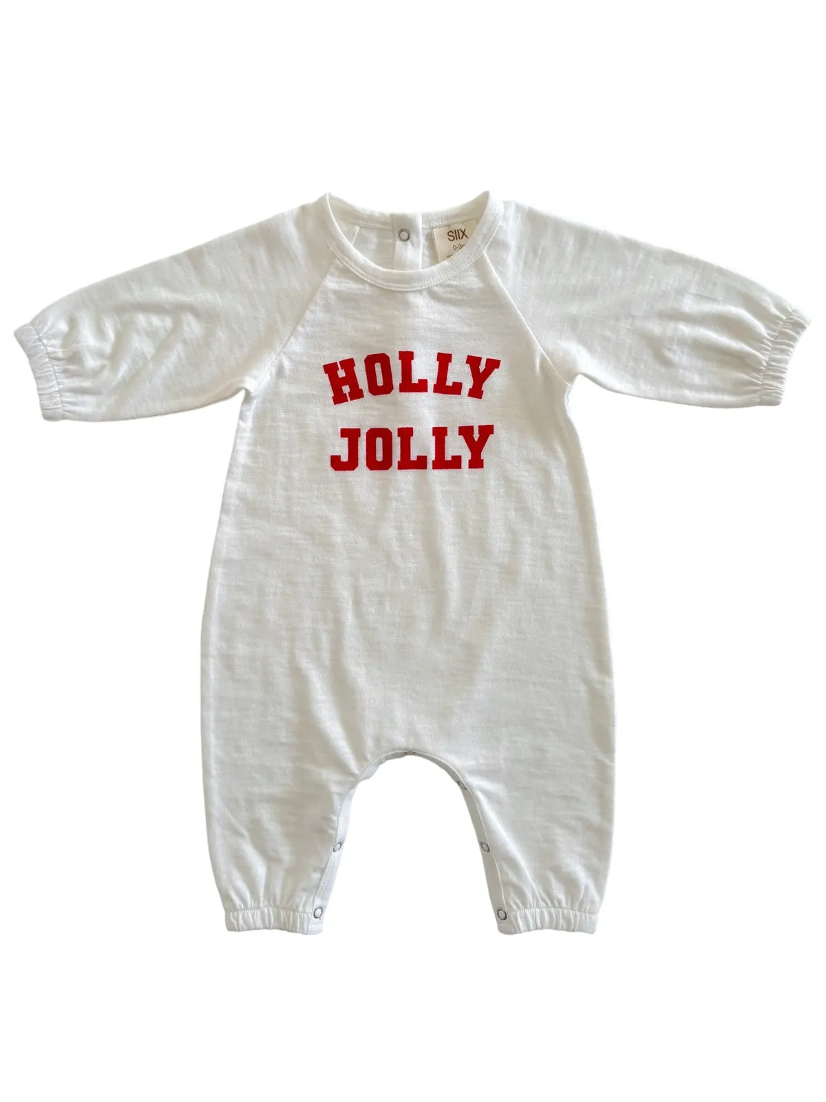 Holly Jolly White / Organic Long Sleeve Jumpsuit